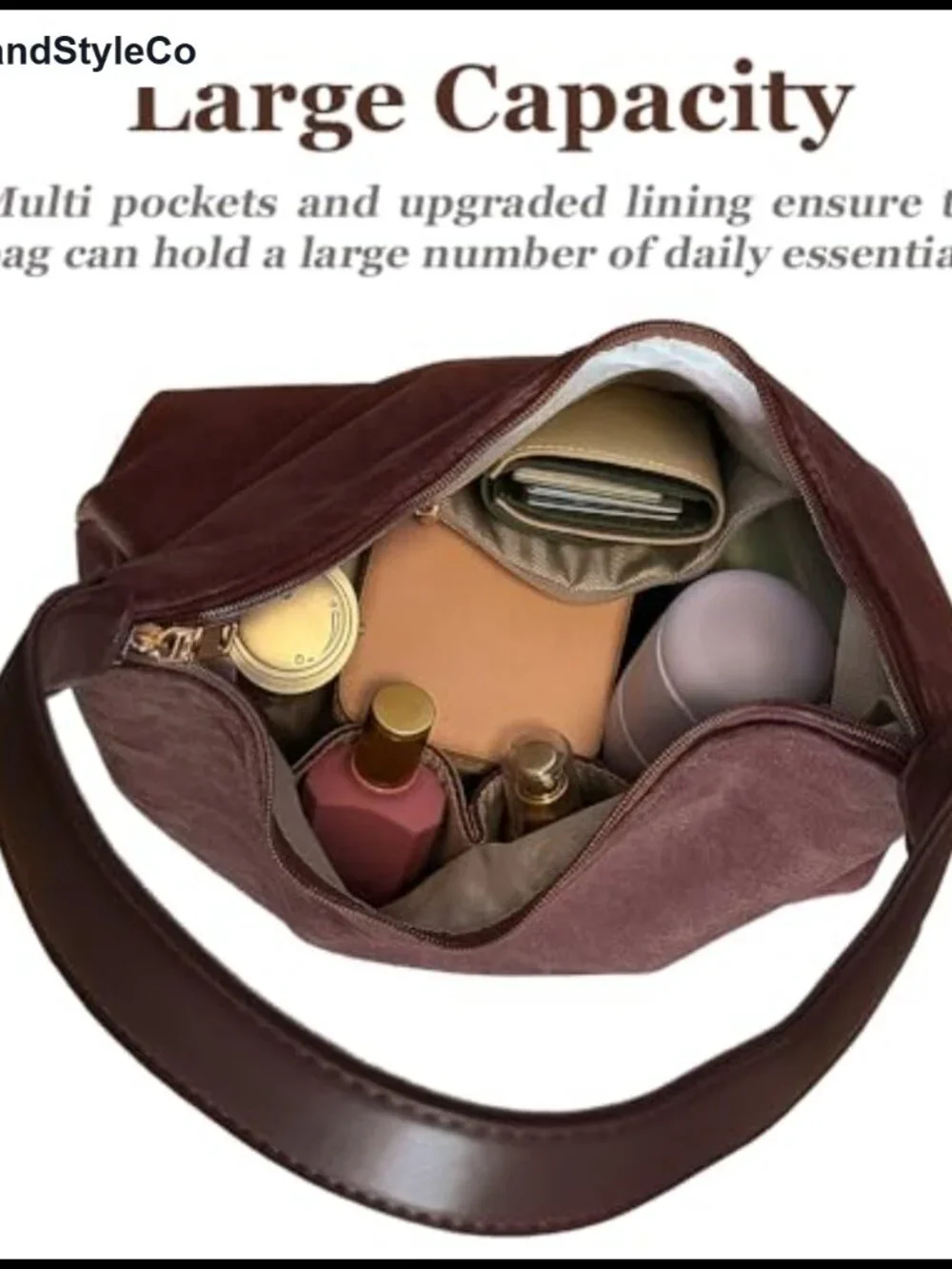Suede Shoulder Bag Women Large Hobo Tote Purse with Zipper